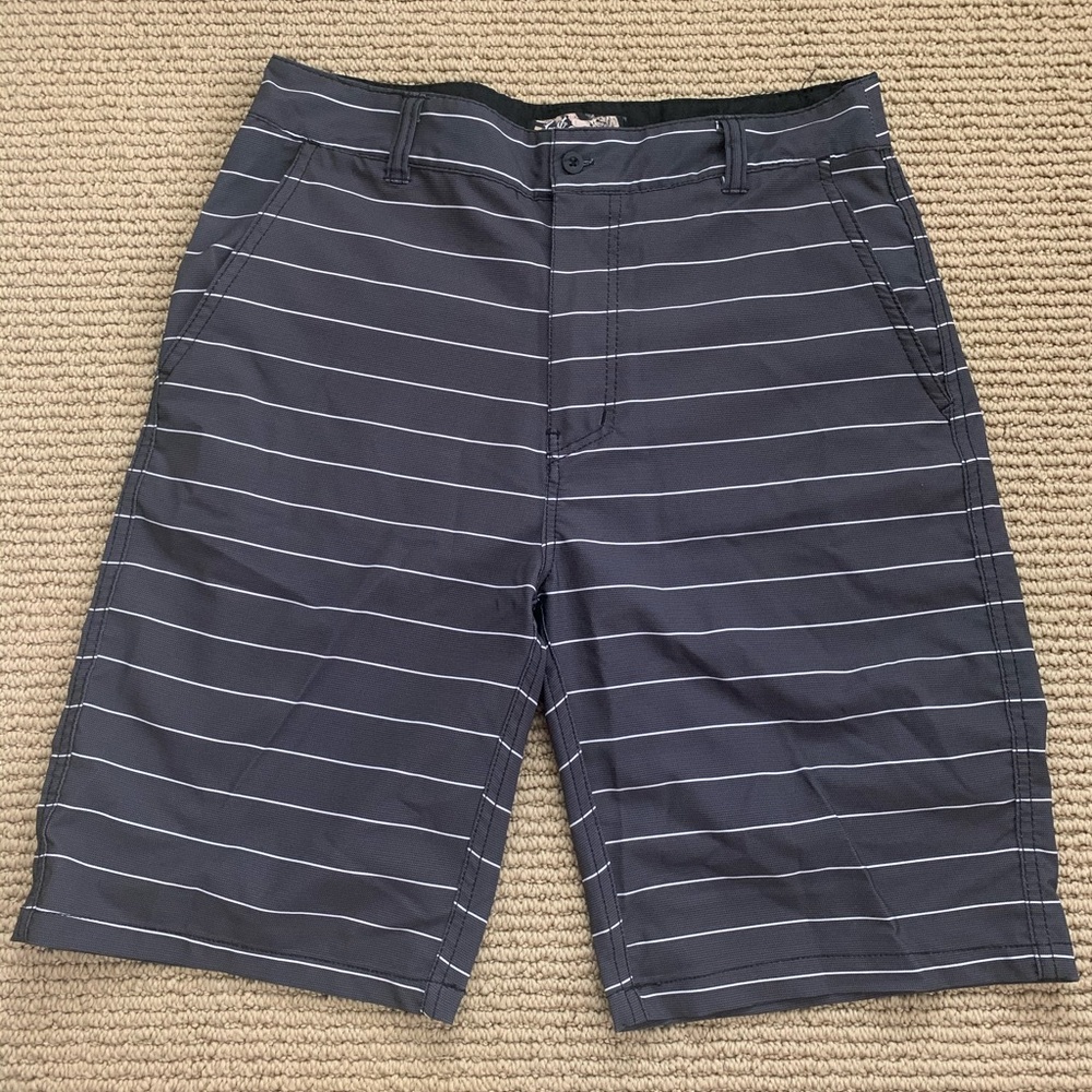 First Wave Grey Striped Shorts